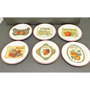 Williams Sonoma Roseanna Canape Plates (6) Fruit Design Tidbit Appetizer Display